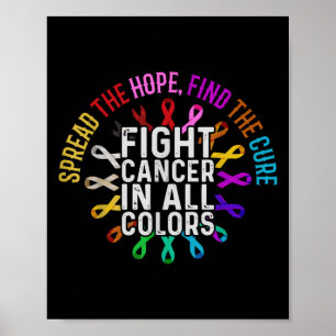 Fight Cancer in All and Every Colour - Ribbons Flo Poster