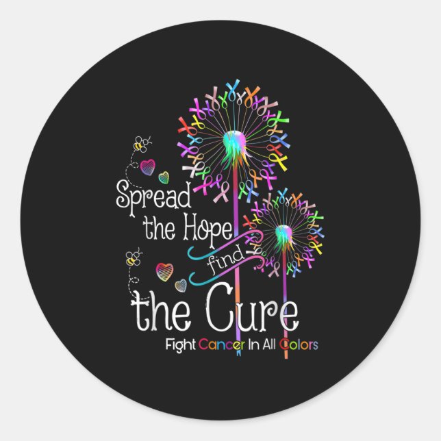 Fight Cancer In All And Every Colour Ribbons Flowe Classic Round Sticker (Front)