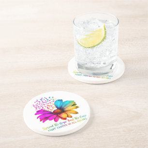 Fight Cancer in All and Every Colour Ribbons Flowe Coaster