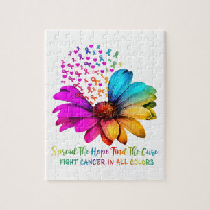 Fight Cancer in All and Every Colour Ribbons Flowe Jigsaw Puzzle