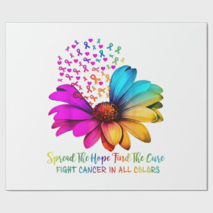 Fight Cancer in All and Every Colour Ribbons Flowe Wrapping Paper