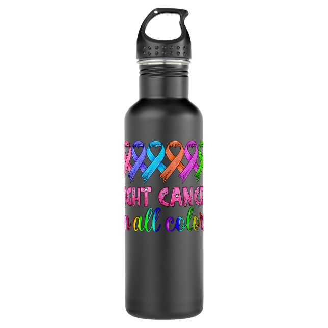 Fight cancer in all and every colour ribbons leopa 710 ml water bottle (Front)