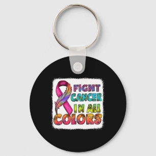 Fight Cancer In All Color Fight Cancer Feather Rib Key Ring