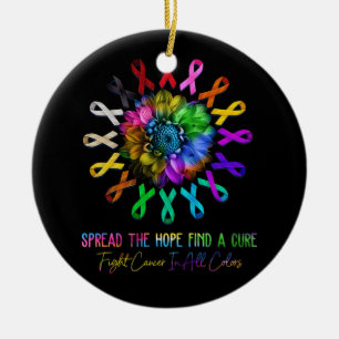 Fight Cancer In All Colors Ribbon Spread The Hope  Ceramic Tree Decoration