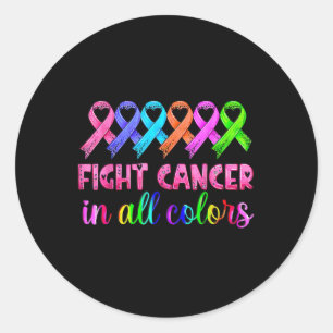 Fight Cancer In All Colour Feather Breast Cancer A Classic Round Sticker
