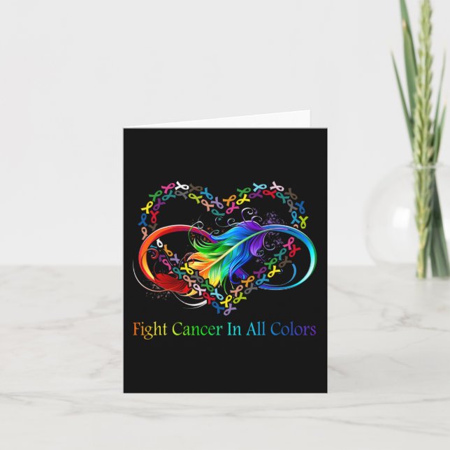 Fight Cancer in All Colour Fight Cancer Feather Ri Card (Front)