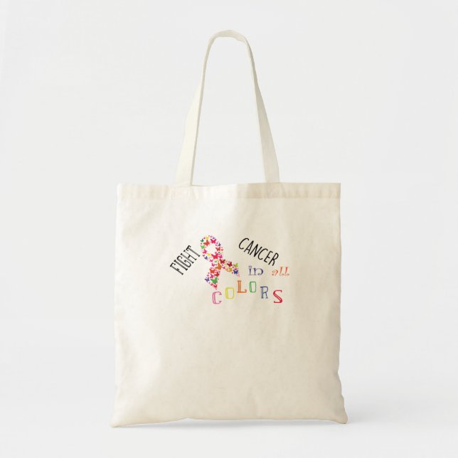 Fight Cancer In All Colours Breast Cancer Awarenes Tote Bag (Front)
