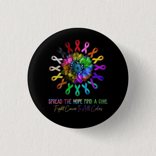 Fight Cancer In All Colours Ribbon Spread The Hope 3 Cm Round Badge (Front)