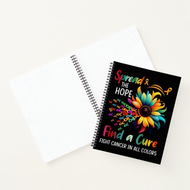 Fight Cancer in Spread-Hope Find A Cure Sunflower Notebook (Inside)