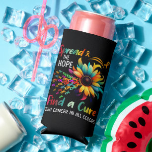 Fight Cancer in Spread-Hope Find A Cure Sunflower Seltzer Can Cooler