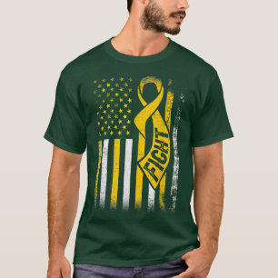 Fight Cancer Survivor US Flag Childhood Cancer Awa T-Shirt