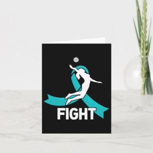 Fight Cervical Cancer Volleyball Teal Ribbon Aware Card