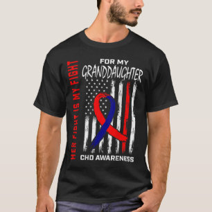 Fight Chd Awareness Granddaughter Usa Flag Back Gr T-Shirt