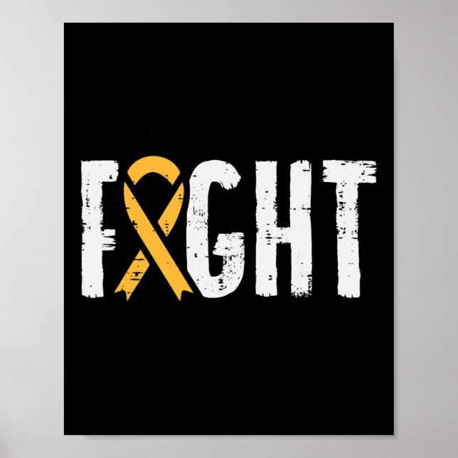 Fight Childhood Cancer Ribbon Awareness Support Wa Poster (Front)