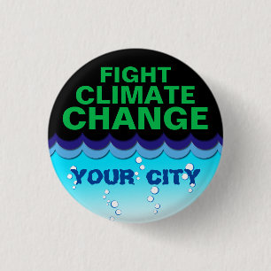 Fight Climate Change, Customize City Underwater 3 Cm Round Badge