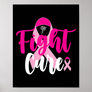 Fight Cure Pink Ribbon Breast Cancer Awareness Sur Poster