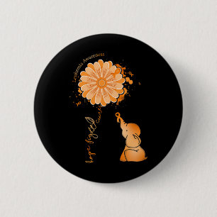 Fight Cure Sunflower Elephant Leukaemia Awareness  6 Cm Round Badge