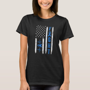 Fight Diabetes Awareness Blue Ribbon American USA T-Shirt