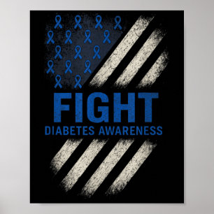 Fight Diabetes Awareness - Diabetes Usa Flag Poster