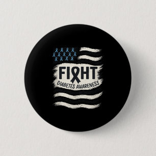 Fight - Diabetes Awareness Ribbon  6 Cm Round Badge