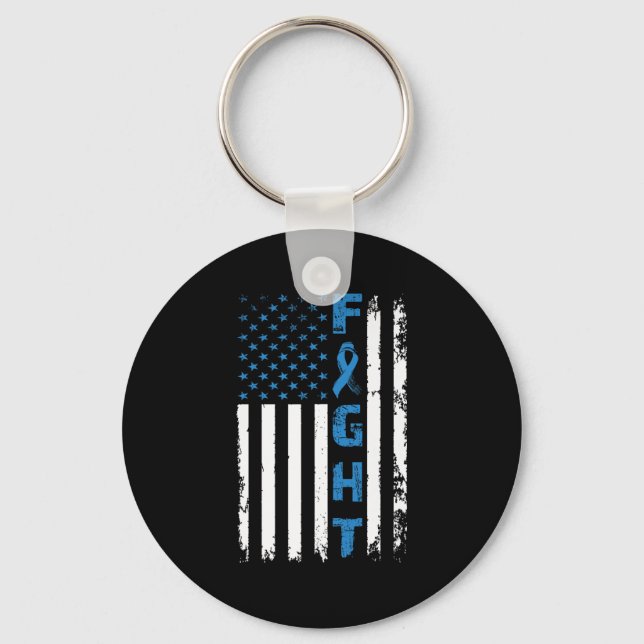 Fight Diabetes Awareness Support American Flag Pre Key Ring (Front)