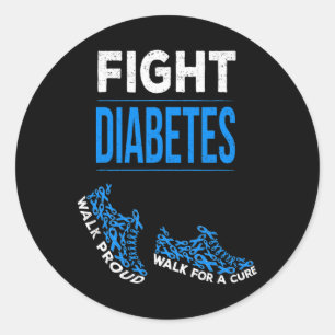 Fight Diabetes Walk For A Cure Awareness Ribbon T1 Classic Round Sticker