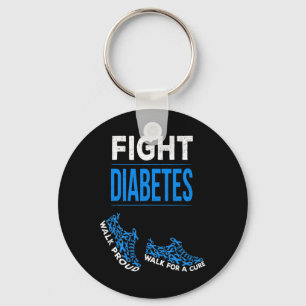 Fight Diabetes Walk for a Cure Awareness Ribbon T1 Key Ring