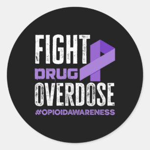 Fight Drug Overdose Pruple Ribbon Opioid Overdose Classic Round Sticker