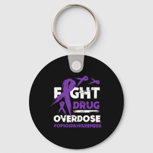 Fight Drug Overdose Pruple Ribbon Opioid Overdose Key Ring
