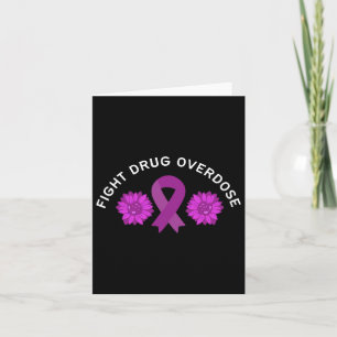 Fight Drug Overdose Purple Ribbon Floral Flower De Card