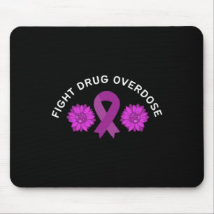 Fight Drug Overdose Purple Ribbon Floral Flower De Mouse Pad