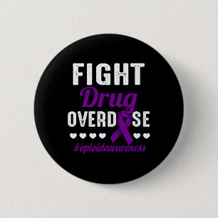 Fight Drug Overdose Purple Ribbon Opioid Overdose 6 Cm Round Badge