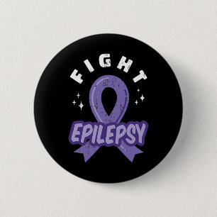 Fight Epilepsy Purple Ribbon Awareness Support Out 6 Cm Round Badge