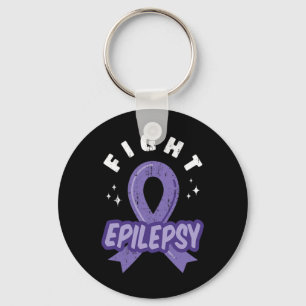 Fight Epilepsy Purple Ribbon Awareness Support Out Key Ring
