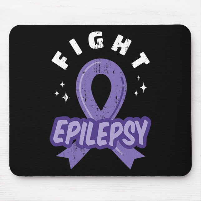 Fight Epilepsy Purple Ribbon Awareness Support Out Mouse Pad (Front)