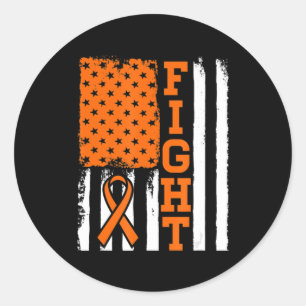 Fight Flag Leukaemia Cancer Gift For Leukaemia F Classic Round Sticker
