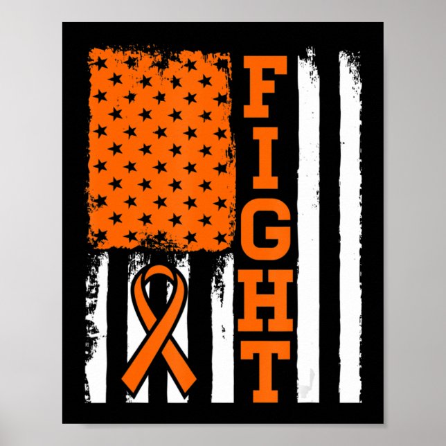 Fight Flag  Leukaemia Cancer  Gift For Leukaemia F Poster (Front)
