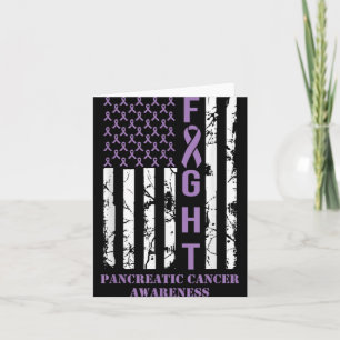 Fight Flag Purple Ribbon Suprt Pancreatic Cancer Card