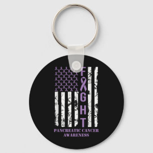 Fight Flag Purple Ribbon Suprt Pancreatic Cancer Key Ring