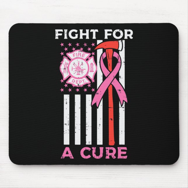 Fight For A Cure Firefighter Us Flag Breast Cancer Mouse Pad (Front)
