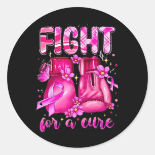 Fight For A Cure Pink Boxing Gloves Breast Cancer Classic Round Sticker