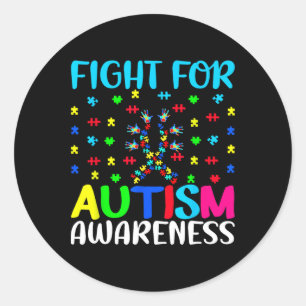 Fight For Autism Awareness Puzzle Hands Design Sup Classic Round Sticker