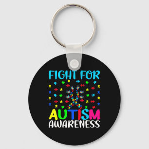 Fight For Autism Awareness Puzzle Hands Design Sup Key Ring