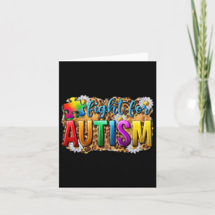 Fight For Autism Daisy And Puzzle Autism Awareness Card