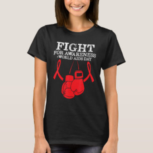 Fight For Awareness Hiv Aids Red Ribbon Disability T-Shirt