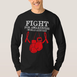 Fight For Awareness Hiv Aids Red Ribbon Disability T-Shirt