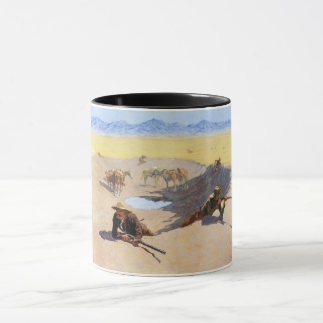 Fight for the Water Hole (by Frederic Remington) Mug (Center)
