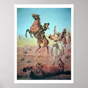 Fight for the Water Hole (colour litho) Poster