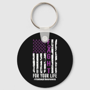 Fight For Your Life Overdose Awareness Purple Ribb Key Ring