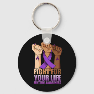Fight For Your Life Overdose Awareness Purple Ribb Key Ring